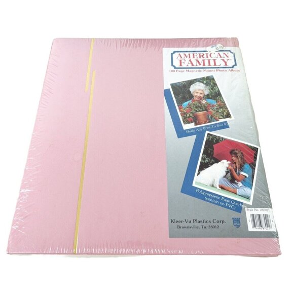 VTG American Family 100 Pg Magnetic Mount Photo Album USA Pink -Up To 8x10s-New - Picture 1 of 7